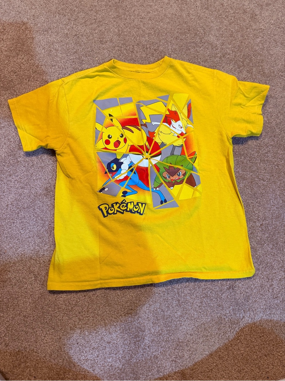 Youth Boys Pokemon Yellow Short Sleeve Tee with Multi-Character Graphic